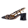 Image of J. Reneé Block Heel Square Toe Animal Print Slingback - Black/Brown