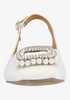 Image of J. Reneé Eudora Pearl and Crystal Detail Block Heel Sling Back Pump - White
