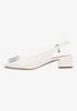 Image of J. Reneé Eudora Pearl and Crystal Detail Block Heel Sling Back Pump - White