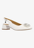 Image of J. Reneé Eudora Pearl and Crystal Detail Block Heel Sling Back Pump - White