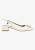 Image of J. Reneé Eudora Pearl and Crystal Detail Block Heel Sling Back Pump - White