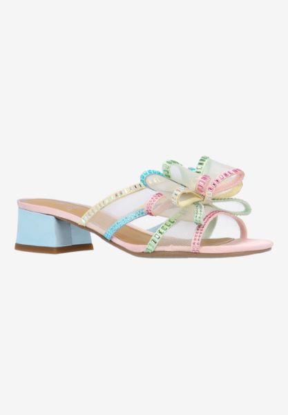 J. Reneé Finola Rhinestone Embellished Mesh Bow Slide Sandal -  Pastel Multicolor