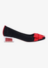 Image of J. Reneé Pearl Heel Bow Detail Crystal Embellished Pump - Black/Red
