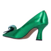 Image of J. Reneé Karali Abstract Bow Detail Angle Heel Pump - Emerald Green