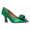 Image of J. Reneé Karali Abstract Bow Detail Angle Heel Pump - Emerald Green