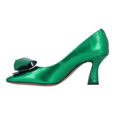 J. Reneé Karali Abstract Bow Detail Angle Heel Pump - Emerald Green