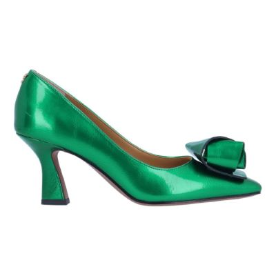 J. Reneé Karali Abstract Bow Detail Angle Heel Pump - Emerald Green