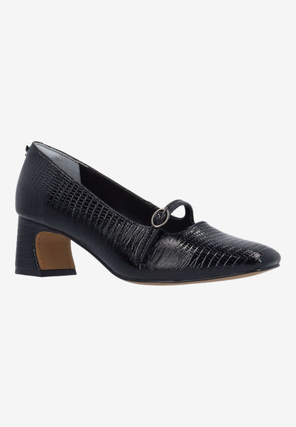 J. Reneé Kavira Lizard Embossed Mary Jane Pump - Black