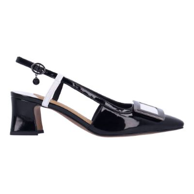 J. Reneé Kellen Color Block Buckle Detail Slingback - Black/White