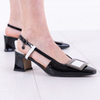 Image of J. Reneé Kellen Color Block Buckle Detail Slingback - Black/White