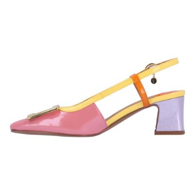 J. Reneé Kellen Color Block Buckle Detail Slingback - Pink/Multicolor