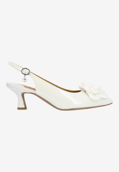 J. Reneé Kendry Grosgrain Flower Detail Patent Slingback Pump - White