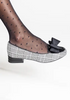 Image of J. Reneé Kori Bow Detail Houndstooth Print Low Heel - Black/White