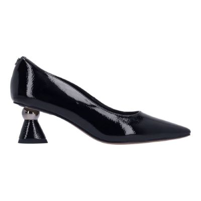 J. Reneé Lysandra Cone Heel Square Toe Patent Pump - Black