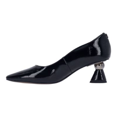 J. Reneé Lysandra Cone Heel Square Toe Patent Pump - Black