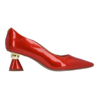 J. Reneé Lysandra Cone Heel Square Toe Patent Pump - Red