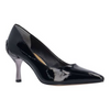 Image of J. Reneé Tacy Pointed Toe Patent Pump with Metallic Heel - Black/Silver