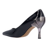 Image of J. Reneé Tacy Pointed Toe Patent Pump with Metallic Heel - Black/Silver