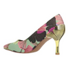 Image of J. Reneé Tacy Pointed Toe Floral Fabric Pump with Metallic Heel - Green/Pink/Floral