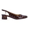 Image of J. Reneé Taveta Low Heel Crocodile Print Slingback - Brown