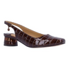 Image of J. Reneé Taveta Low Heel Crocodile Print Slingback - Brown