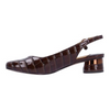 Image of J. Reneé Taveta Low Heel Crocodile Print Slingback - Brown