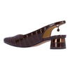 Image of J. Reneé Taveta Low Heel Crocodile Print Slingback - Brown