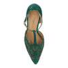 Image of J. Reneé Lisha Rhinestone T-Strap Mesh Vamp Pump - Emerald