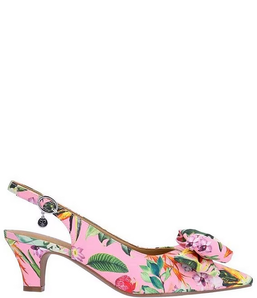 J. Reneé Weslee Floral Print Bow Detail Slingback - Pink/Multicolor