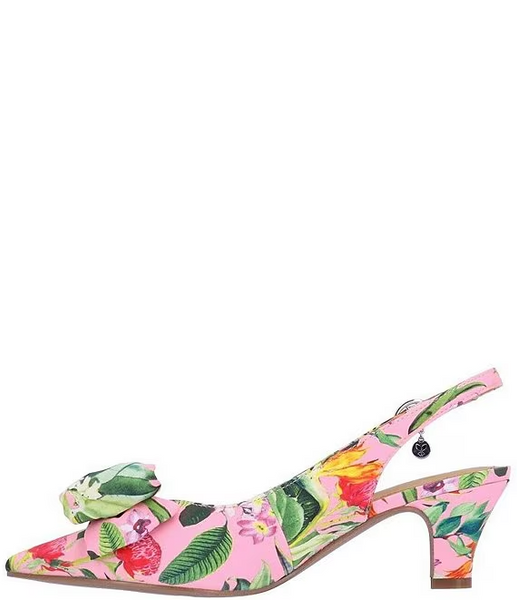 J. Reneé Weslee Floral Print Bow Detail Slingback - Pink/Multicolor