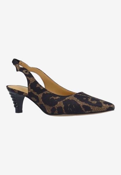J. Reneé Jeyora Leopard Print Fabric Slingback - Brown/Black