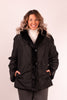 Image of Rippe's Furs Reversible Diamond Sheared Mink Fur Jacket with Long Hair Full Skin Mink Fur Trim - Black