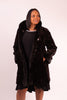 Image of Rippe's Furs Reversible Diamond Sheared Mink Fur Stroller with Long Hair Full Skin Mink Fur Trim - Brown