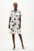 Image of Joseph Ribkoff Stretch Cotton Tropical Print A-Line Dress - Vanilla/Multi