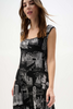 Image of Joseph Ribkoff Silky Knit Conversational Print Culotte Jumpsuit - Black/Vanilla