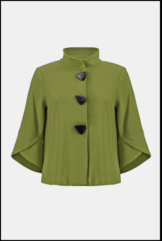 Joseph Ribkoff Tulip Sleeve Three Button Trapeze Jacket - Artichoke Green