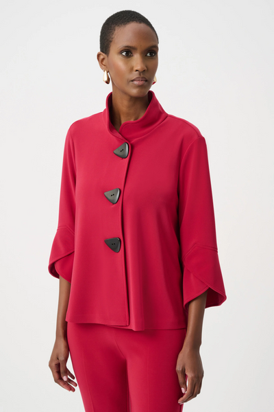 Joseph Ribkoff Tulip Sleeve Three Button Trapeze Jacket - Deep Cherry