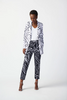 Image of Joseph Ribkoff Single Button Abstract Print Blazer - White/Navy