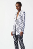 Image of Joseph Ribkoff Single Button Abstract Print Blazer - White/Navy