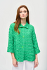 Image of Joseph Ribkoff Stand Collar Button Front Textured Jacket - Island Green