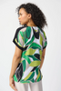 Image of Joseph Ribkoff Pleat Front Silky Short Sleeve Top - Green/Multicolor