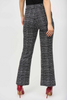 Image of Joseph Ribkoff Jacquard Knit Abstract Print Flared Pull-On Pant - Black/Off-White