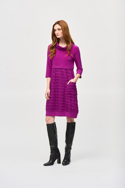 Joseph Ribkoff Bubble Jacquard Silky Knit Cocoon Dress - Empress Purple