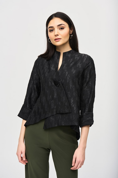 Joseph Ribkoff Textured Jacquard Single Button Swing Jacket - Black