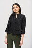 Image of Joseph Ribkoff Textured Jacquard Single Button Swing Jacket - Black