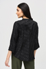 Image of Joseph Ribkoff Textured Jacquard Single Button Swing Jacket - Black