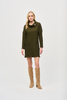 Image of Joseph Ribkoff Zippered Cowl Neck Sweater Dress - Olive Green