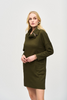 Image of Joseph Ribkoff Zippered Cowl Neck Sweater Dress - Olive Green