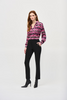 Image of Joseph Ribkoff Bonded Silky Knit Chain Detail Pull-On Pant - Black