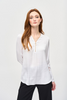 Image of Joseph Ribkoff Hammered Satin Ruffled Sleeve Boxy Top - Vanilla